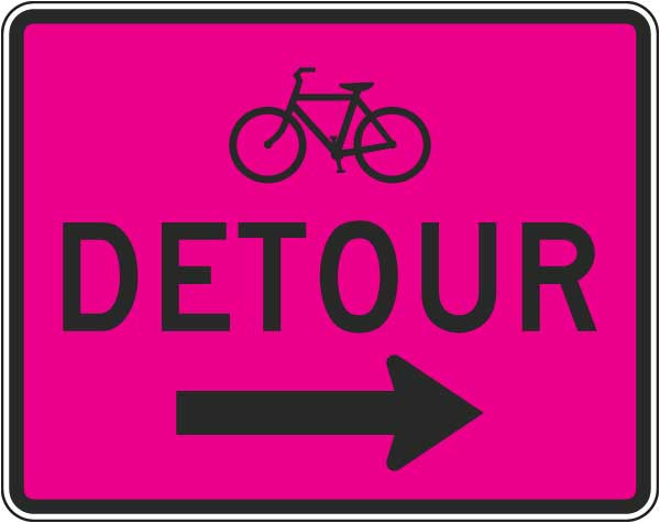 Bike Detour Sign (Right Arrow)