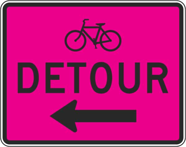 Bike Detour Sign (Left Arrow)
