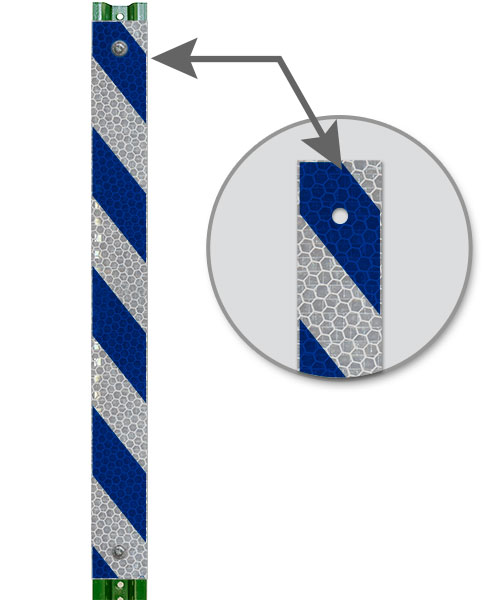 Blue / White Striped Reflective Post Panel