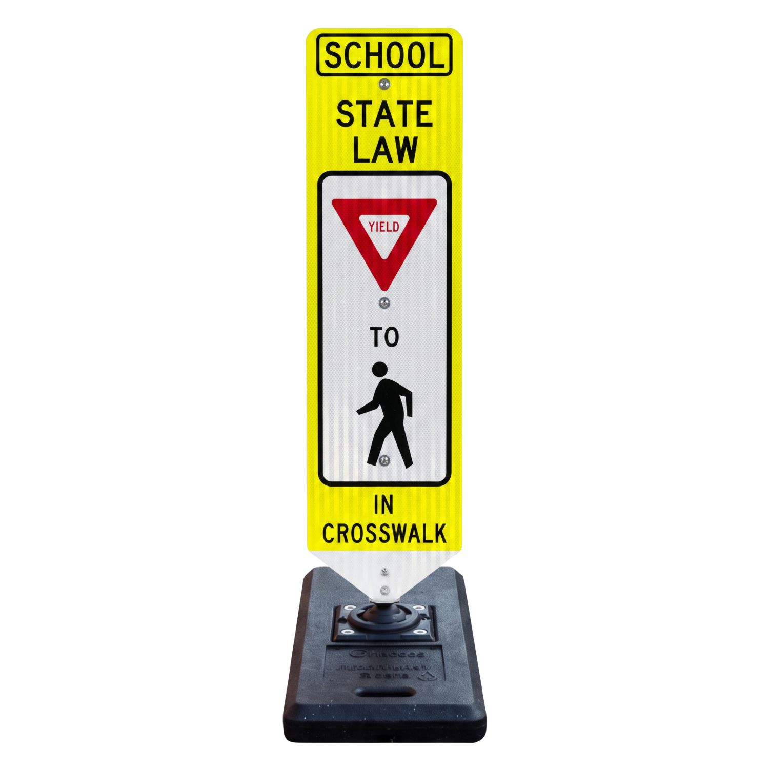 School Yield To Pedestrians In-Street Sign with Portable Base