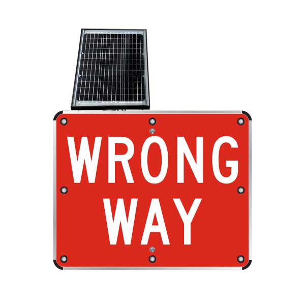 LED Solar Wrong Way Sign