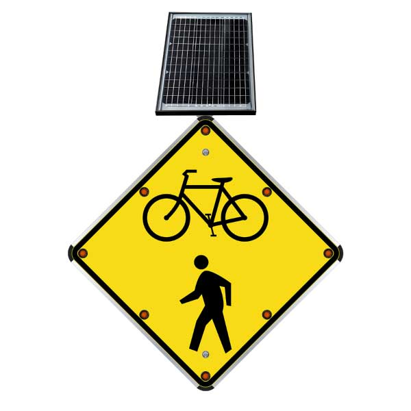 LED Solar Bicycle Trail Crossing Sign