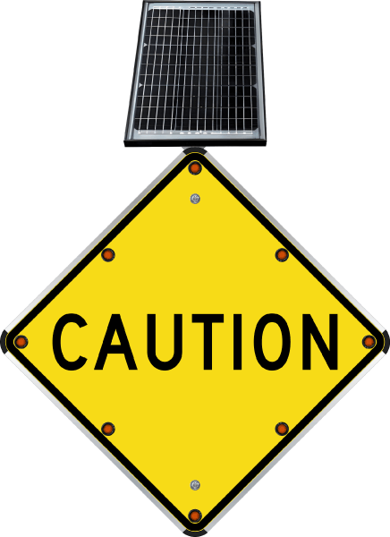 LED Solar Caution Sign