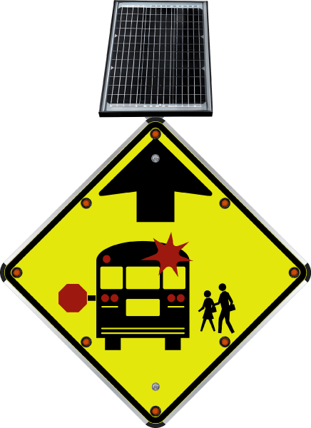 LED Solar School Bus Stop Ahead Sign