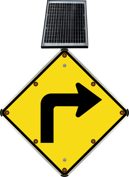 LED Solar Right Turn Ahead Sign