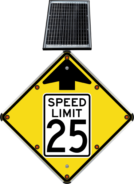 LED Solar Reduced Speed Limit 25 MPH Sign