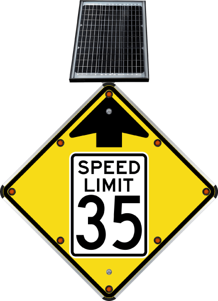 LED Solar Reduced Speed Limit 35 MPH Sign