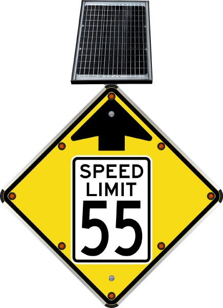 LED Solar Reduced Speed Limit 55 MPH Sign