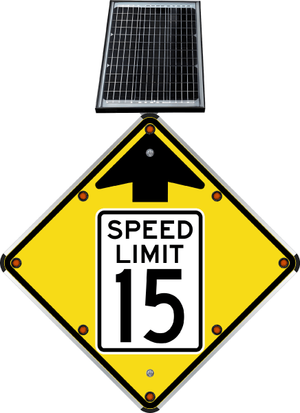 LED Solar Reduced Speed Limit 15 MPH Sign