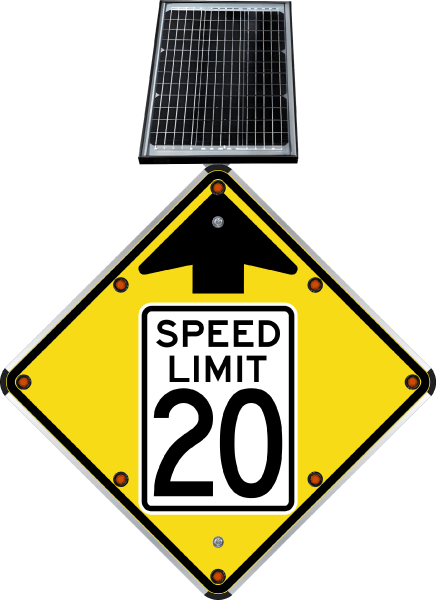 LED Solar Reduced Speed Limit 20 MPH Sign