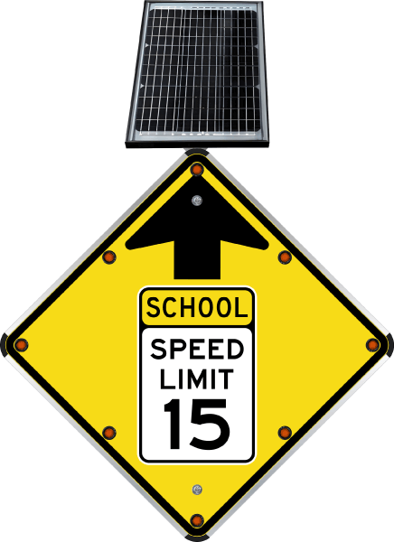 LED Solar School Speed Limit 15 Sign