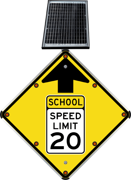 LED Solar School Speed Limit 20 Sign