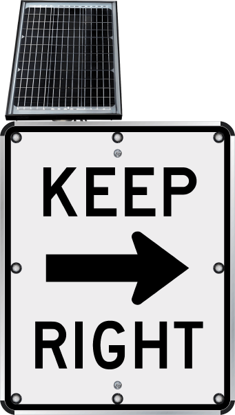 LED Solar Keep Right Sign