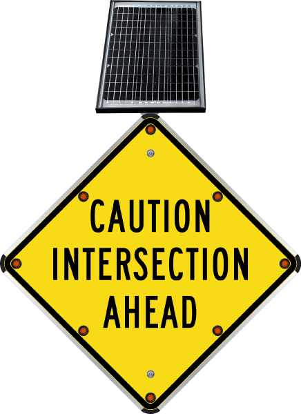 LED Solar Caution Intersection Ahead Sign