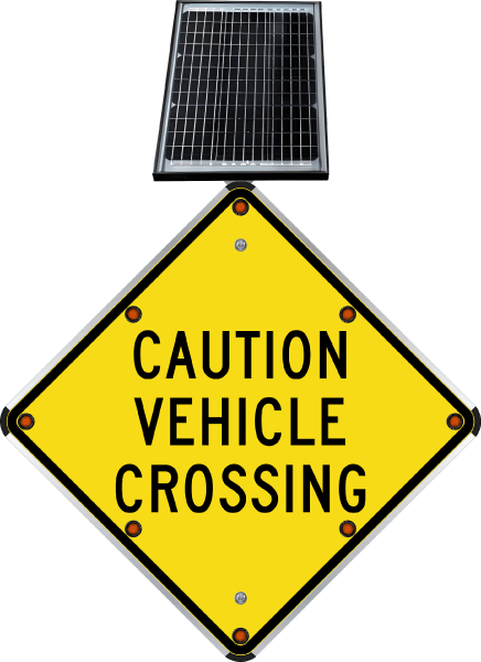 LED Solar Caution Vehicle Crossing Sign
