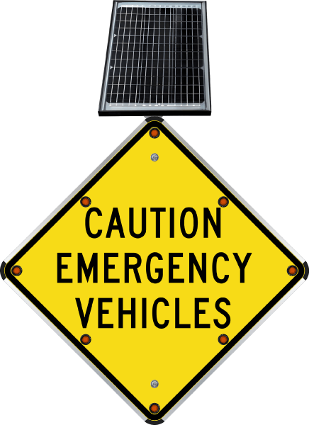 LED Solar Caution Emergency Vehicles Sign