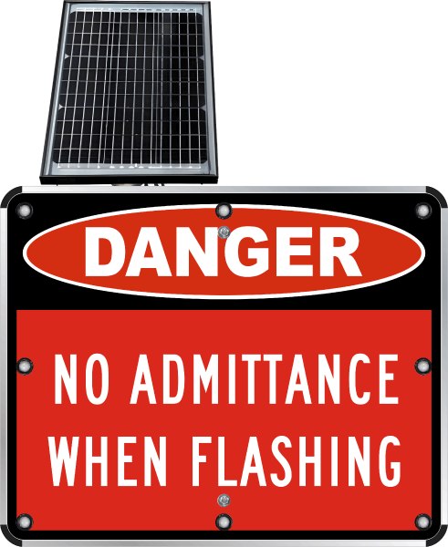 LED Solar Danger No Admittance When Flashing Sign