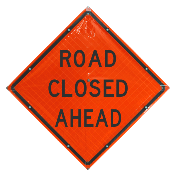 Road Closed Ahead LED Roll-Up Sign