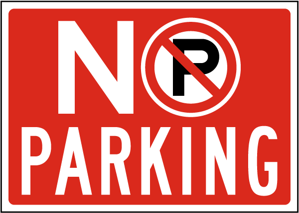 Red Temporary No Parking Sign