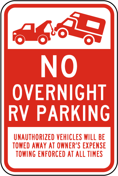 No Overnight RV Parking Sign