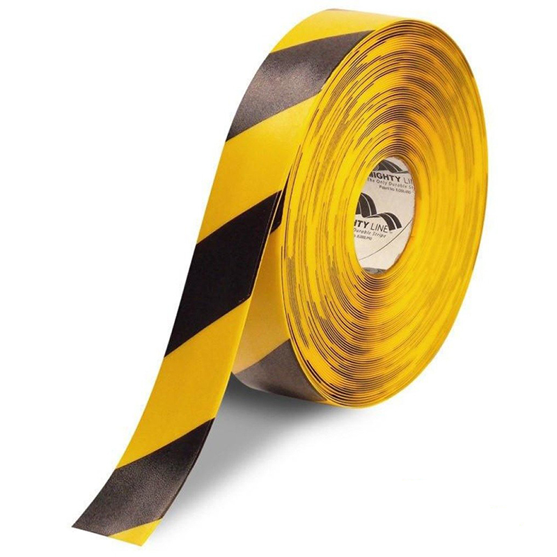2" Yellow with Black Chevrons Mighty Line  Safety Floor Tape - 100 FT. Roll