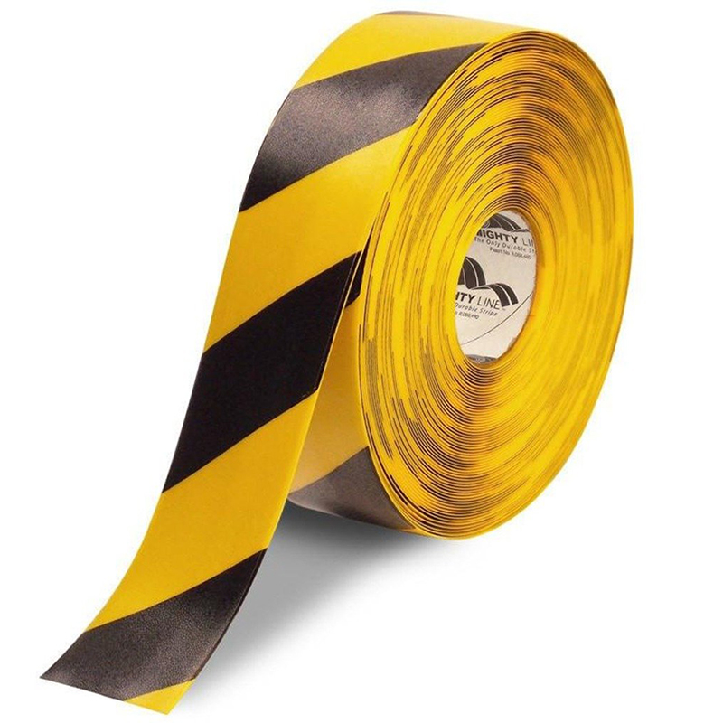3" Yellow with Black Chevrons Mighty Line  Safety Floor Tape - 100 FT. Roll