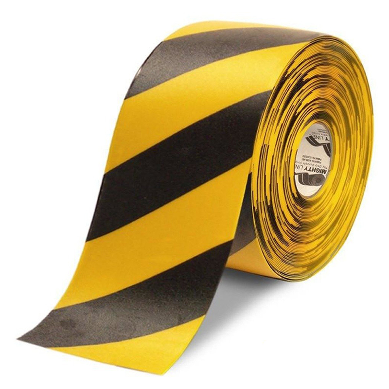 6" Yellow with Black Chevrons Mighty Line  Safety Floor Tape - 100 FT. Roll
