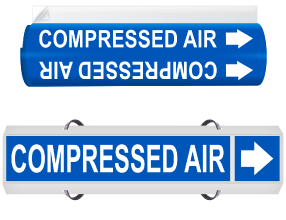 Compressed Air High Temp. Wrap Around & Strap On Pipe Marker