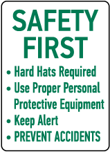 Hard Hats Required Use Proper PPE Sign