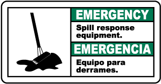 Bilingual Emergency Spill Response Equipment Sign