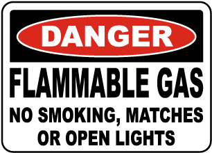 Flammable Gas No Smoking Sign