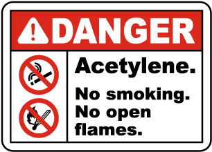 Danger Acetylene No Smoking Sign