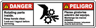 Bilingual Rotating Parts Inside Lock-Out Label