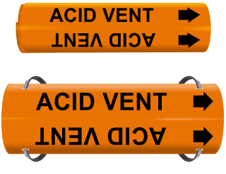 Acid Vent Wrap Around & Strap On Pipe Marker