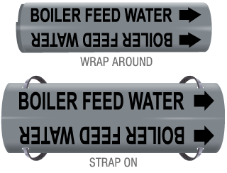 Boiler Feed Water Snap-Around and Strap-On Pipe Marker