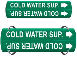 Cold Water Sup. Wrap Around & Strap On Pipe Marker