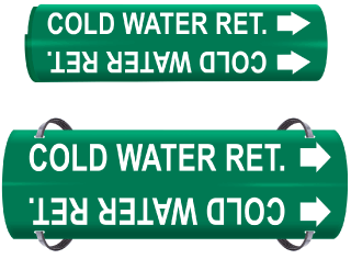 Cold Water Ret. Wrap Around & Strap On Pipe Marker