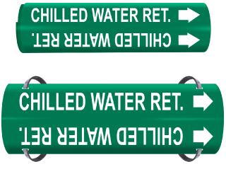 Chilled Water Ret. Wrap Around & Strap On Pipe Marker