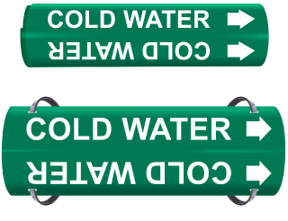 Cold Water Wrap Around & Strap On Pipe Marker