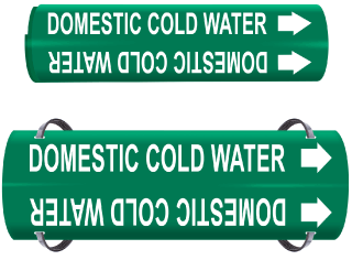 Domestic Cold Water Wrap Around & Strap On Pipe Marker