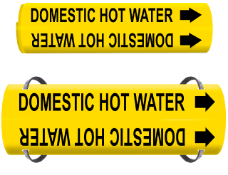Domestic Hot Water Wrap Around & Strap On Pipe Marker