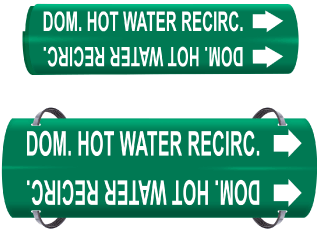 Dom. Hot Water Recirc. Wrap Around & Strap On Pipe Marker