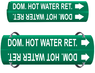 Dom. Hot Water Ret. Wrap Around & Strap On Pipe Marker