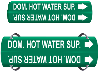 Dom. Hot Water Sup. Wrap Around & Strap On Pipe Marker