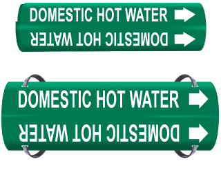 Domestic Hot Water Wrap Around & Strap On Pipe Marker