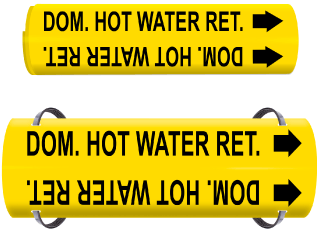 Dom. Hot Water Ret. Wrap Around & Strap On Pipe Marker