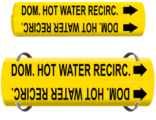 Dom. Hot Water Recirc. Wrap Around & Strap On Pipe Marker