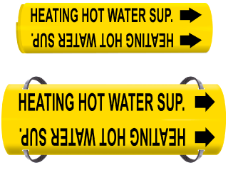 Heating Hot Water Sup Wrap Around & Strap On Pipe Marker