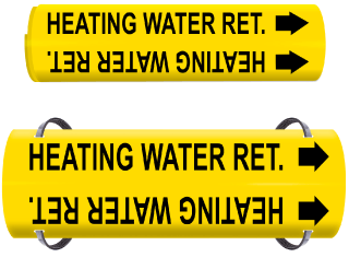 Heating Water Ret. Wrap Around & Strap On Pipe Marker