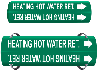 Heating Hot Water Ret Wrap Around & Strap On Pipe Marker